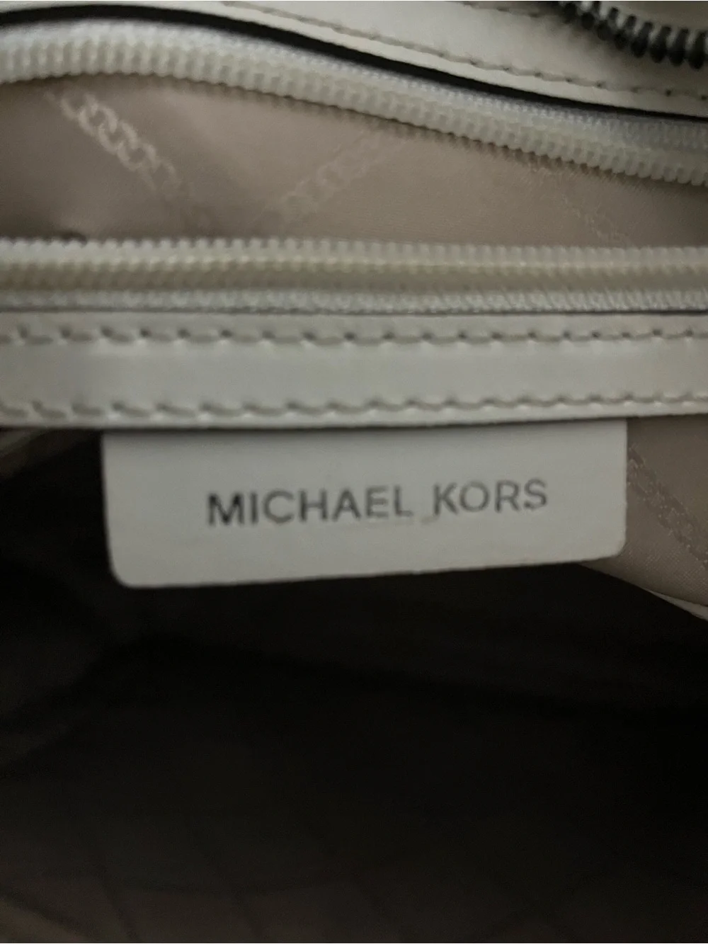 Michael Kors Kelly White Logo Tote Bag with Black Webbing Straps